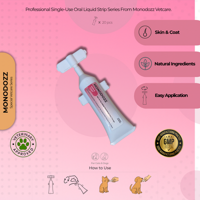 SKIN&COAT Liquid Oral Strip | Kedi Köpek Tüy Dökülmesi Önleyici Deri Sağlığı Multivitamin Oral Strip