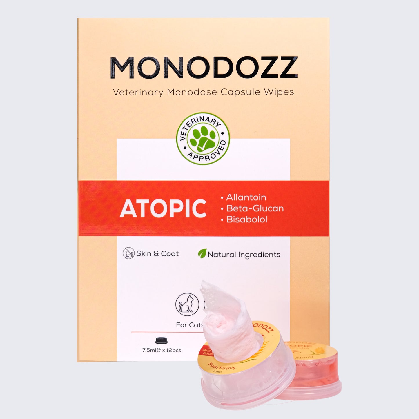 ATOPIC Push Up Capsule Wipes | Kedi Köpek Alerjik Dermatit Kızarıklık Dermakozmetik Mendil