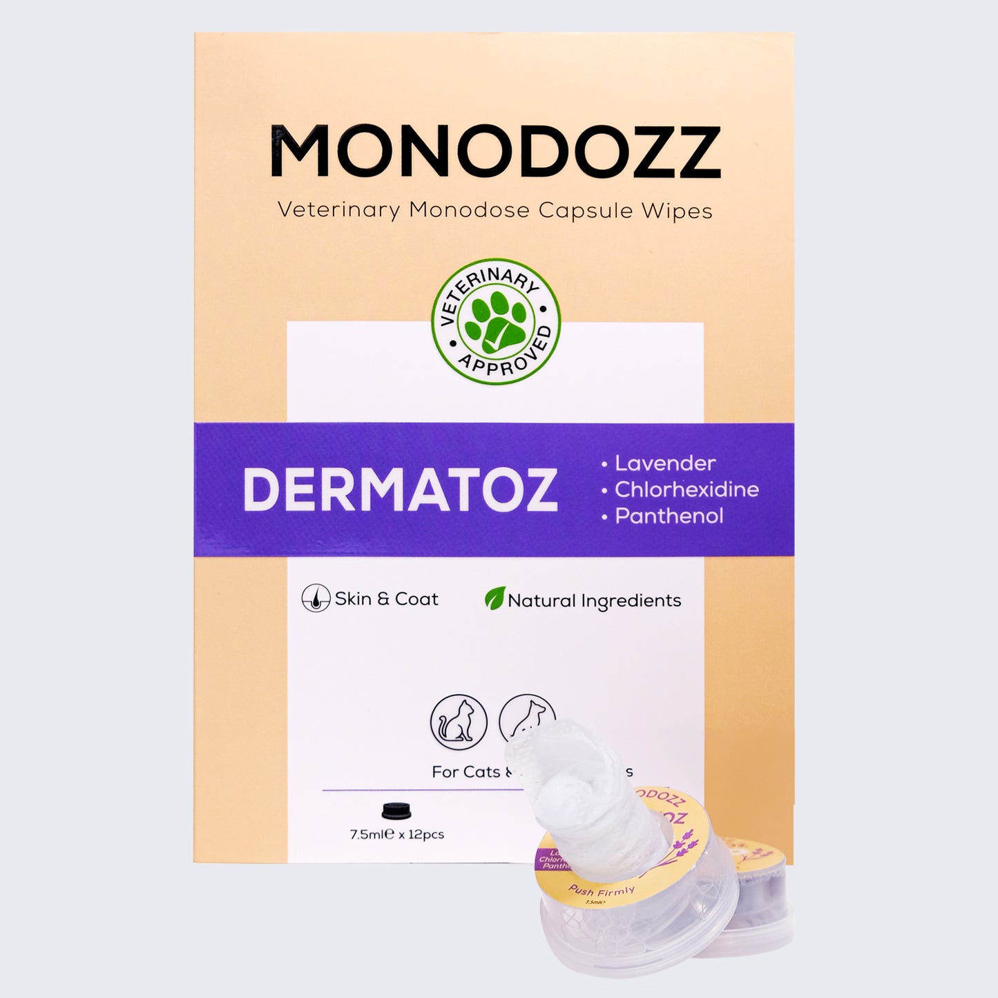 DERMATOZ Push Up Capsule Wipes | Kedi Köpek Mantar, Bakteriyel, Cilt Onarıcı Dermokozmetik Mendil
