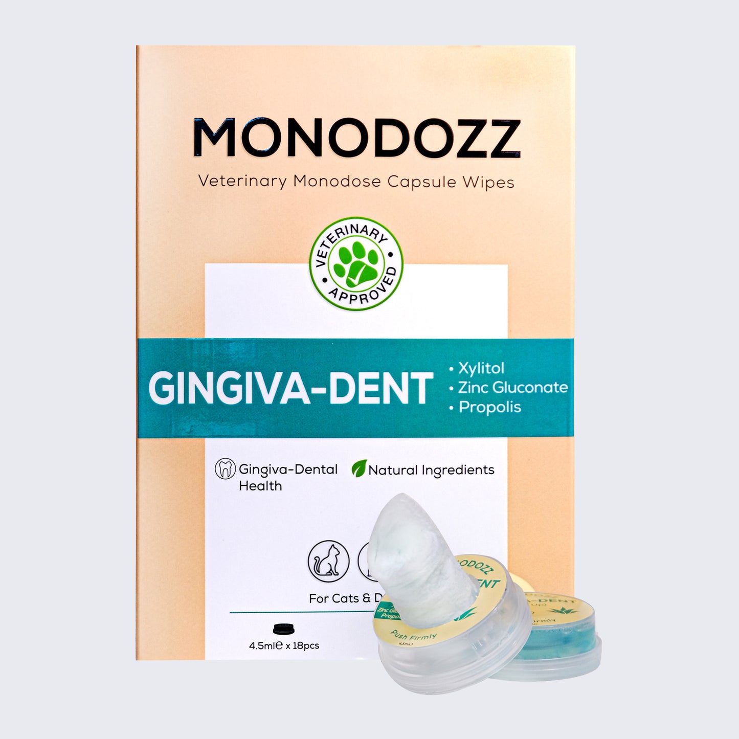 Gingiva-Dent Push Up Capsule Wipes | Kedi Köpek Ağız, Diş Bakımı Plak Kontrolü Dermakozmetik Mendil