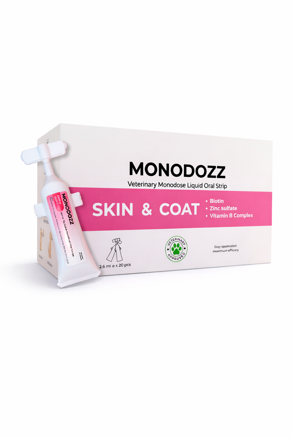 SKIN&COAT Liquid Oral Strip | Kedi Köpek Tüy Dökülmesi Önleyici Deri Sağlığı Multivitamin Oral Strip